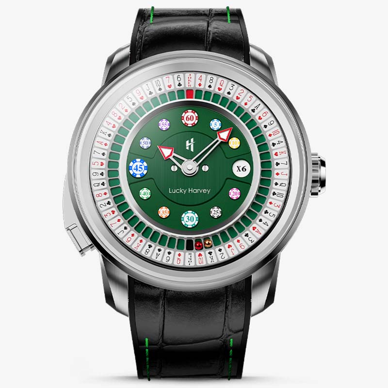 Lucky Harvey Poker Roulette Automatic Watch –  52-Card Dial & Dual 18K Gold Spinning Balls for a True Roulette Experience – Silver product image 7