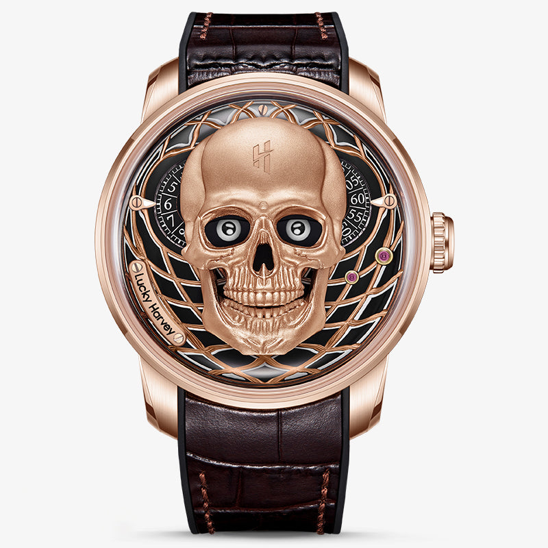 Lucky Harvey Limited Edition Gothic Skull automaton Watch – Handcrafted 925 Silver Skull with Moving Jaw – Silver product image 10