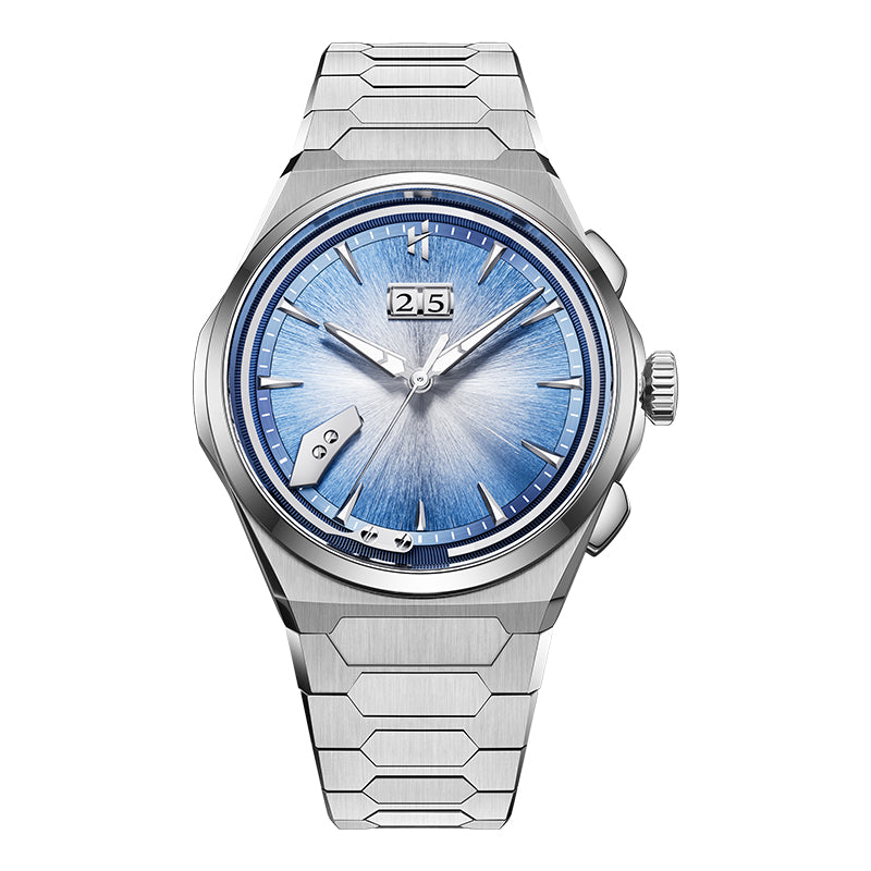 Sound Of Nature Hand-Engraved Brushed Dial Blue Titanium Chiming Limited Edition Automatic Watch – Silver product image 1