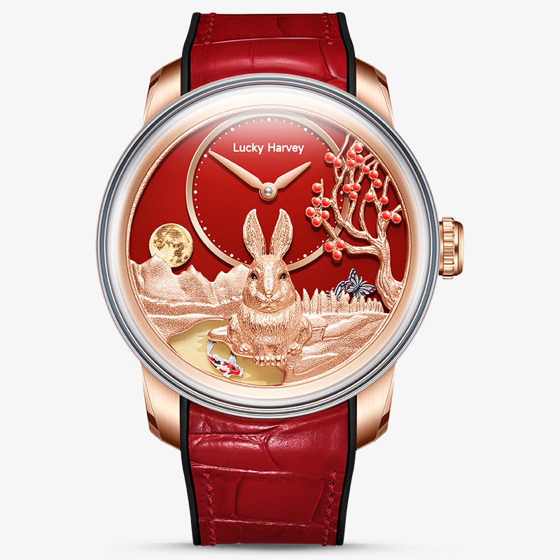 Lucky Harvey Limited Edition  Rabbit automaton Watch – Timeless Elegance – Red product image 6