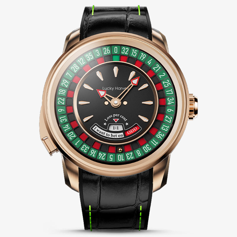 Lucky Harvey European Roulette Automatic Watch –18K Gold Bead & Real Roulette Wheel Gameplay Design – Silver product image 1