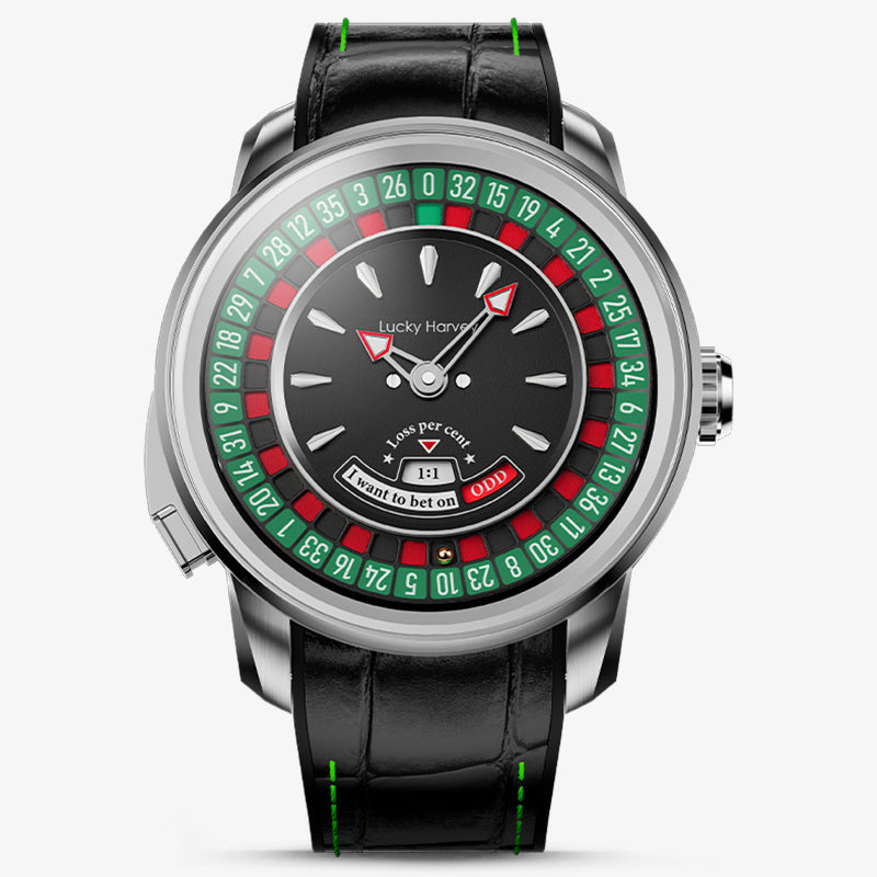 Lucky Harvey European Roulette Automatic Watch –18K Gold Bead & Real Roulette Wheel Gameplay Design – Silver product image 7