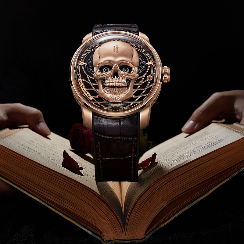 Lucky Harvey Limited Edition Gothic Skull automaton Watch – Handcrafted 925 Silver Skull with Moving Jaw – Silver product image 12