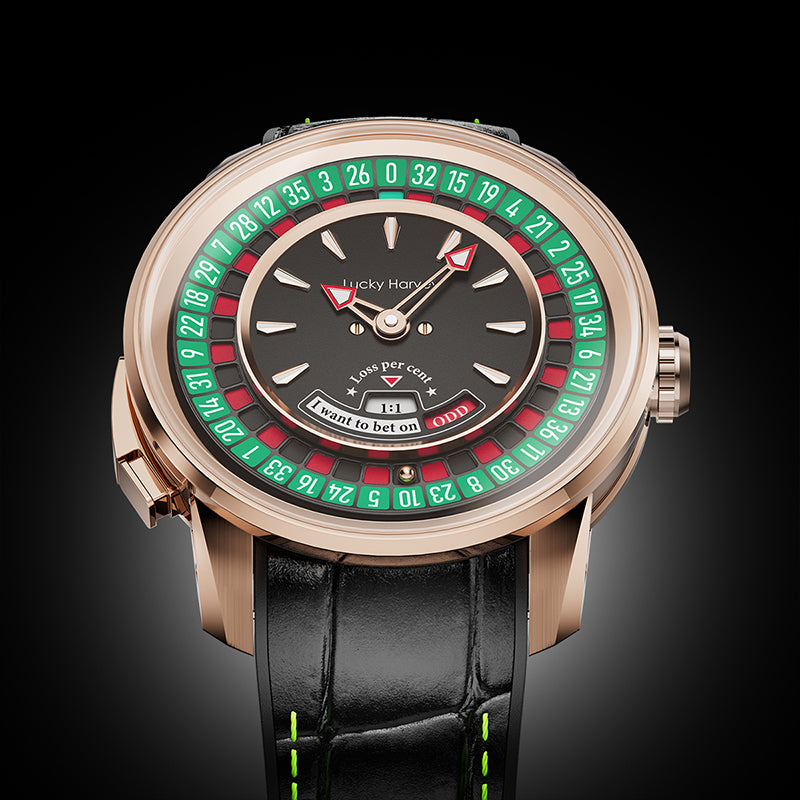 Lucky Harvey European Roulette Automatic Watch –18K Gold Bead & Real Roulette Wheel Gameplay Design – Silver product image 1