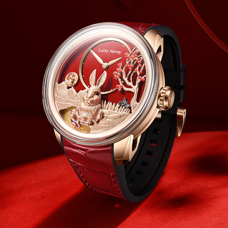 Lucky Harvey Limited Edition  Rabbit automaton Watch – Timeless Elegance – Red product image 6