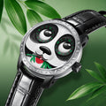 Fun Series Silver Panda Automaton Watch – White Leather Strap product image 1