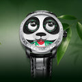 Fun Series Silver Panda Automaton Watch – White Leather Strap product image 3
